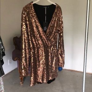 Gold Sequin Long sleeve Romper